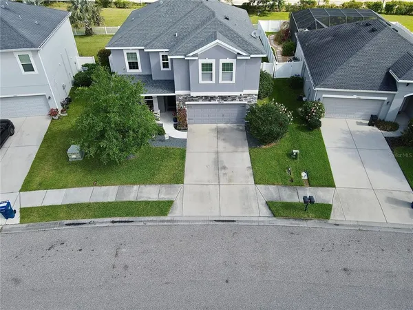 an aerial view of a house