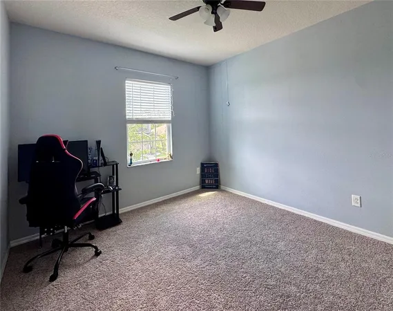 a view of a hallway with painted walls
