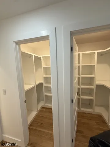 a view of closet area with empty racks