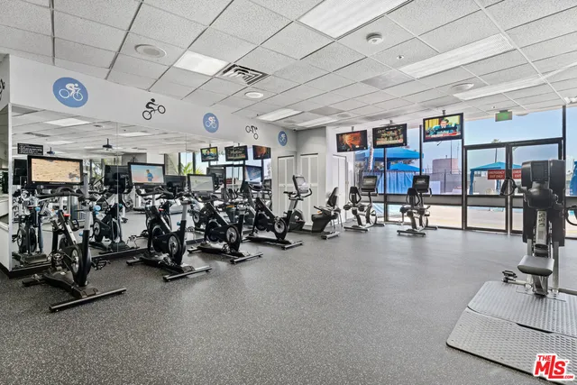 a view of a room with gym equipment