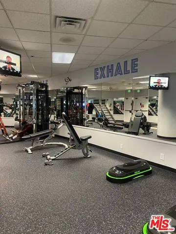a room with gym equipment