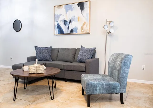 a living room with furniture