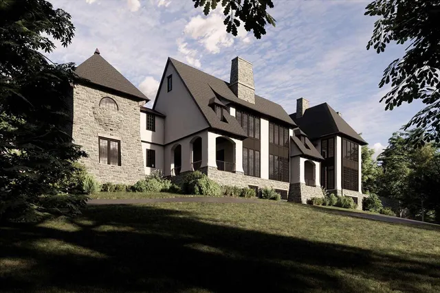 a view of a house with a garden