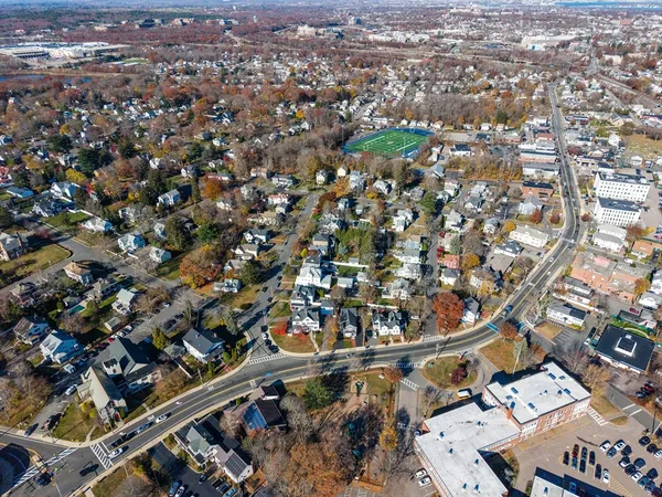 an aerial view of a city