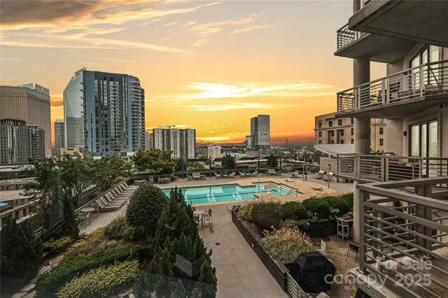 a city view with tall buildings
