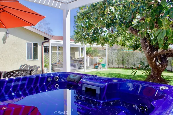 a view of yard with outdoor seating