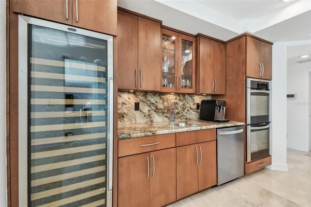 a bedroom with a bed and furniture