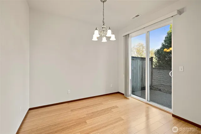 a view of a chandelier in a room