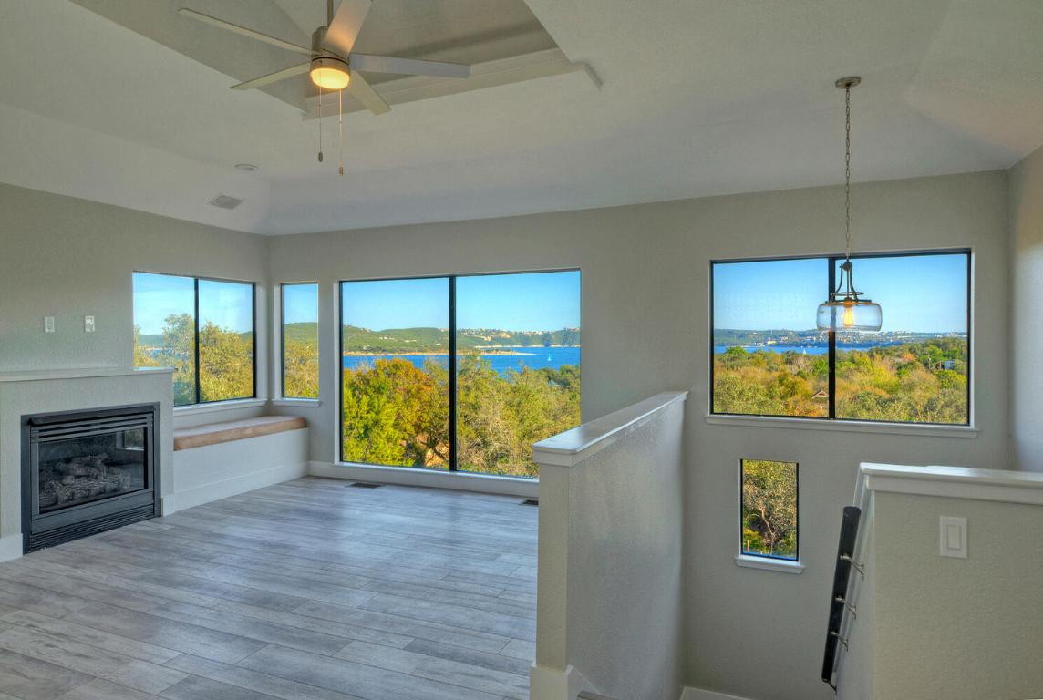 a view of an entryway with a fireplace