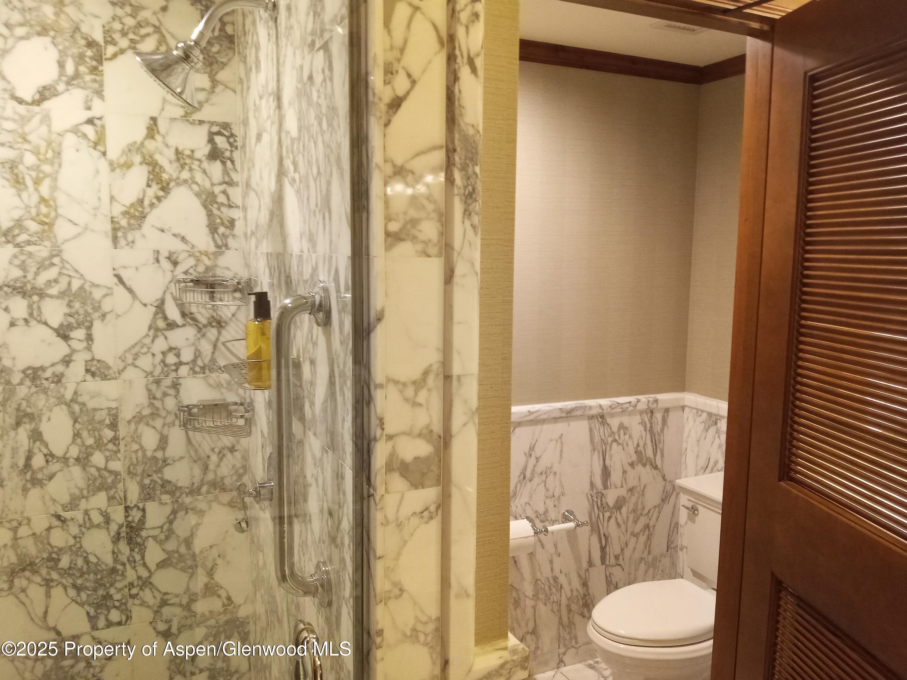 75 Prospector Road, Unit 8404 WINTER INTEREST #5 Aspen, CO 81611 - Photo 34 of 38 a bathroom with a toilet and shower