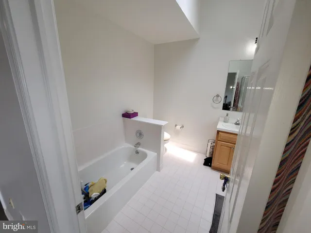 a bathroom with a bathtub