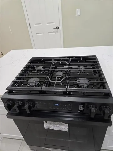 a close up of a stove