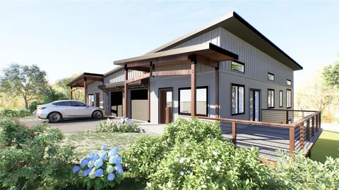 a house view with a garden space