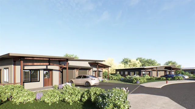 front view of a house with a street