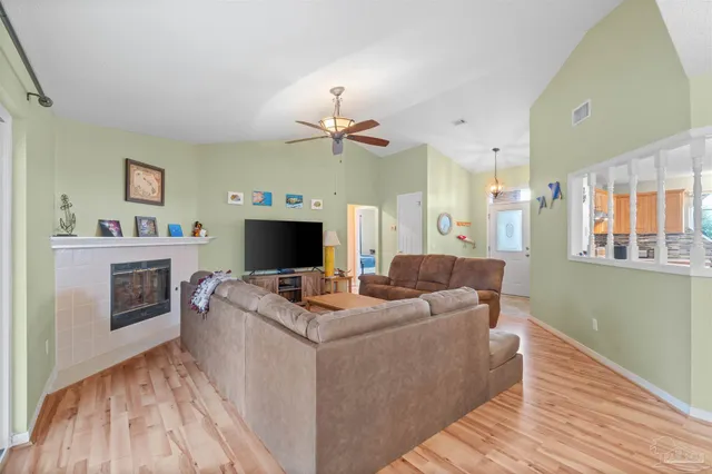 a living room with furniture