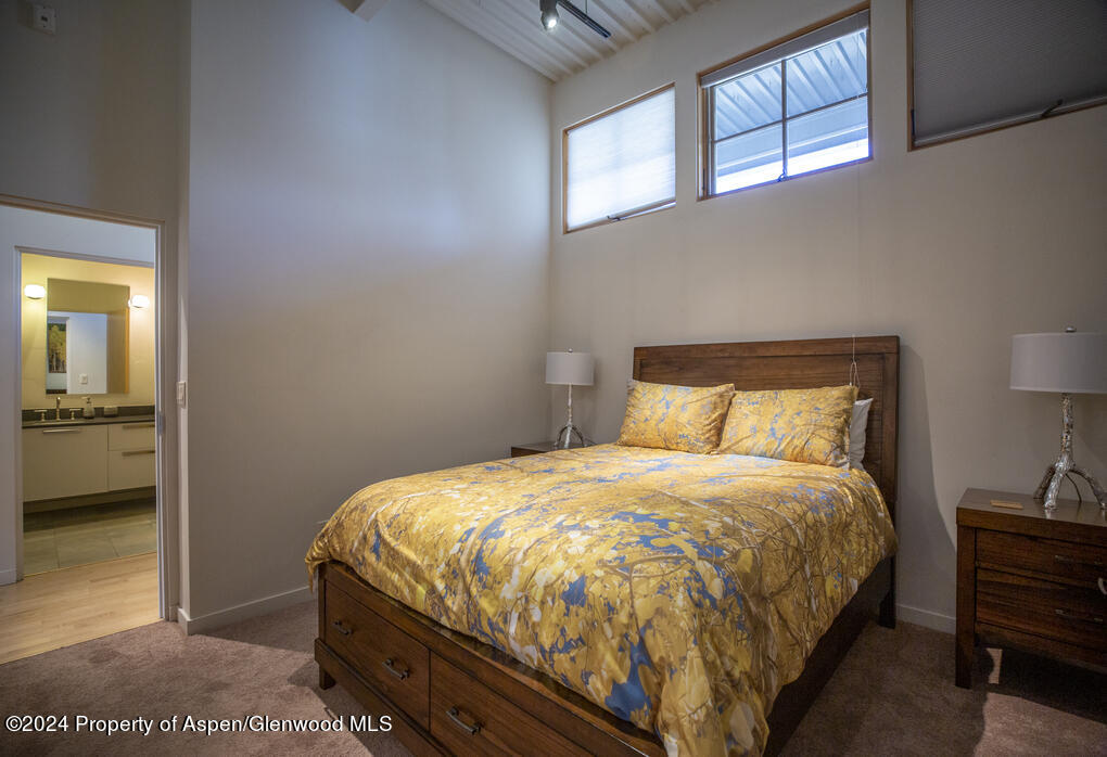 231 Robinson Street, Unit 330 Basalt, CO 81621 - Photo 15 of 45 a bedroom with a bed and a view of bathroom