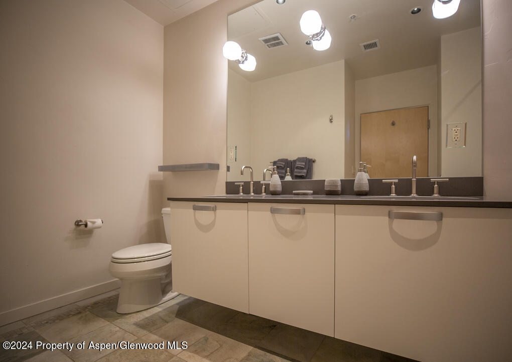 231 Robinson Street, Unit 330 Basalt, CO 81621 - Photo 20 of 45 a bathroom with a sink a toilet and mirror