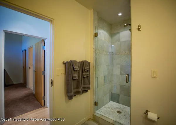 a bathroom with a shower