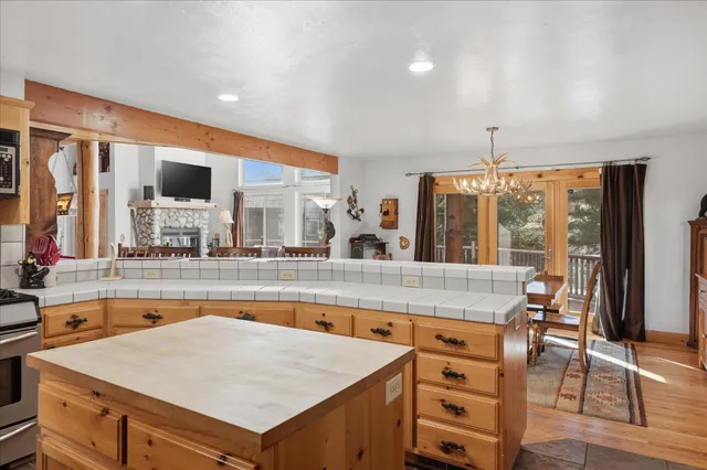 a view of a hallway with seating area