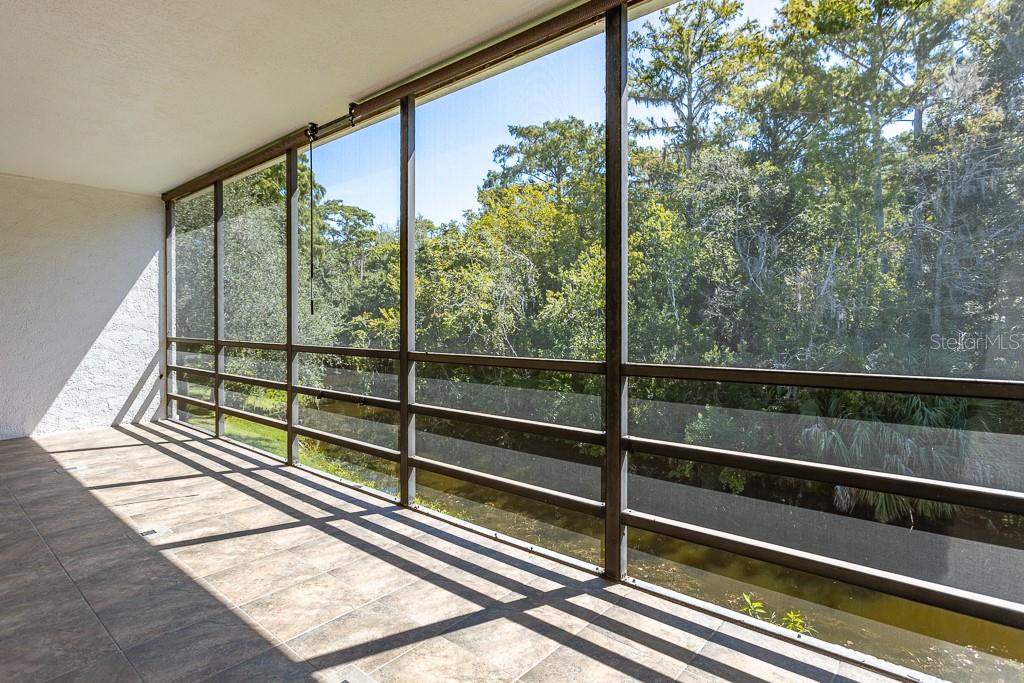 100 Ingrid Place Oldsmar, FL 34677 - Photo 19 of 51 a view of a balcony with floor to ceiling windows and wooden floor