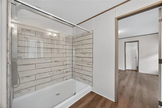 a bathroom with a bathtub