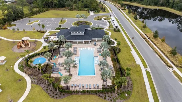 a view of swimming pool with a garden