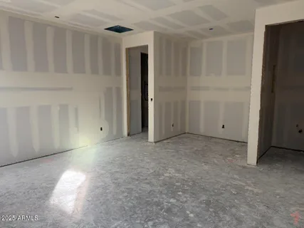 a view of a big room with closet and windows