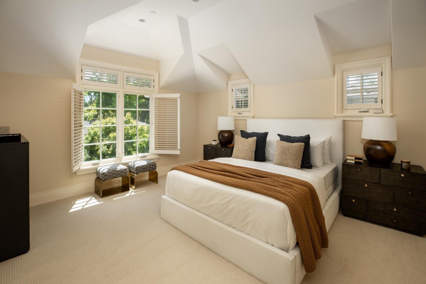 620 Windsor Drive Menlo Park, CA 94025 - Photo 7 of 18 a bedroom with bed and large windows