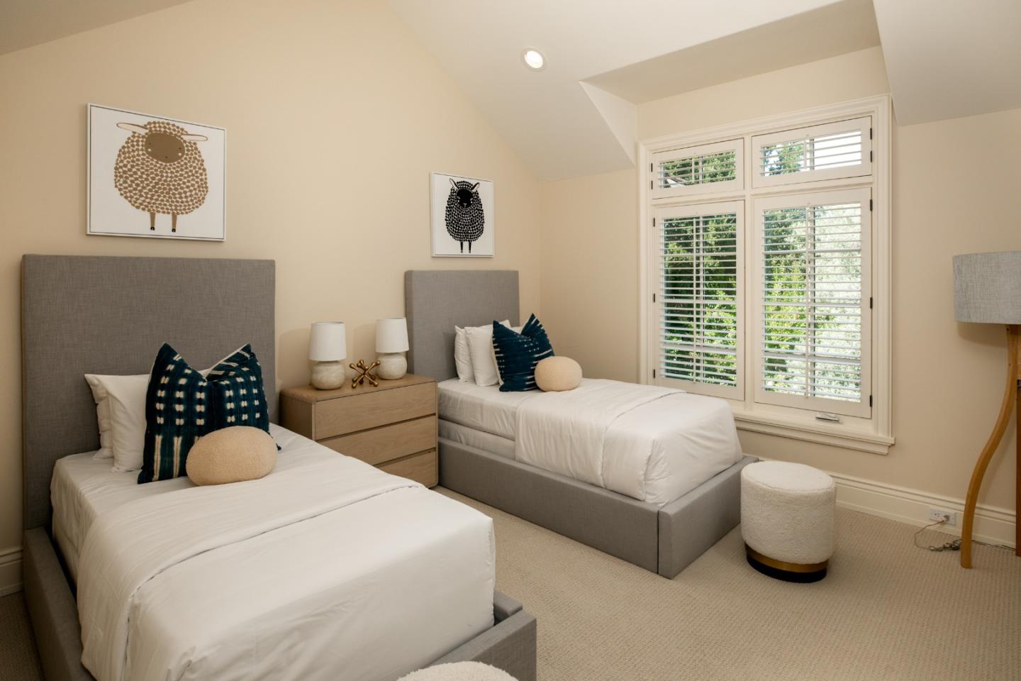 620 Windsor Drive Menlo Park, CA 94025 - Photo 9 of 18 a bedroom with two beds and a large window