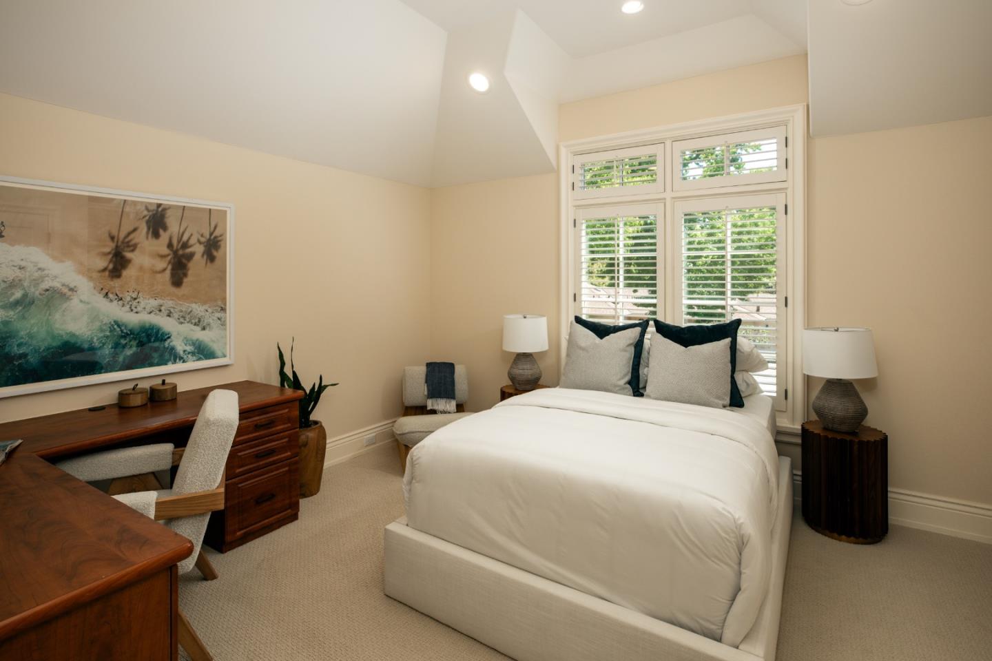 620 Windsor Drive Menlo Park, CA 94025 - Photo 10 of 18 a spacious bedroom with a bed and a couch