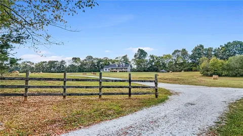 a view of a park with large trees