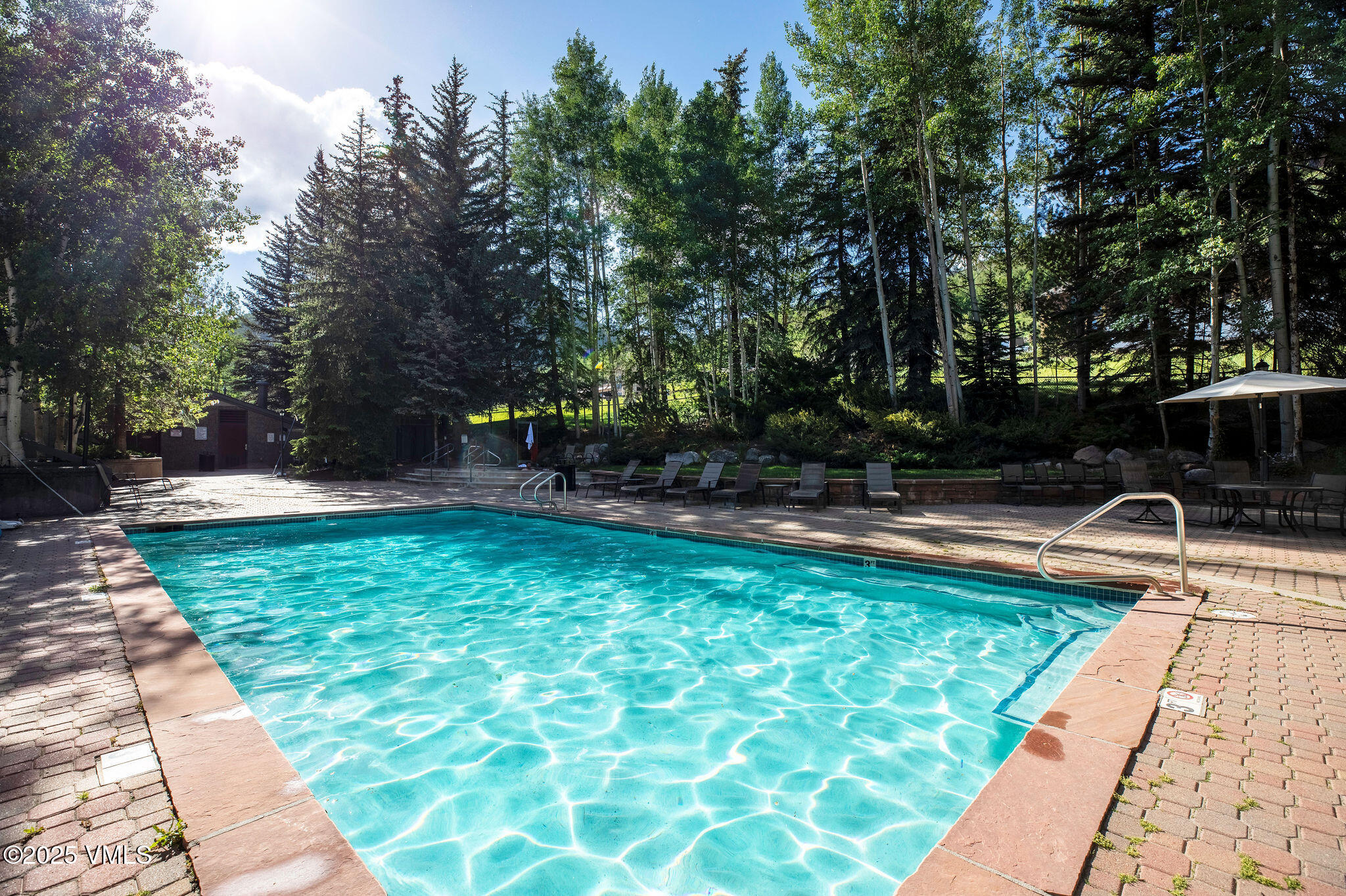 508 East Lionshead Circle, Unit 214 Vail, CO 81657 - Photo 8 of 9 a view of swimming pool with lawn chairs and plants