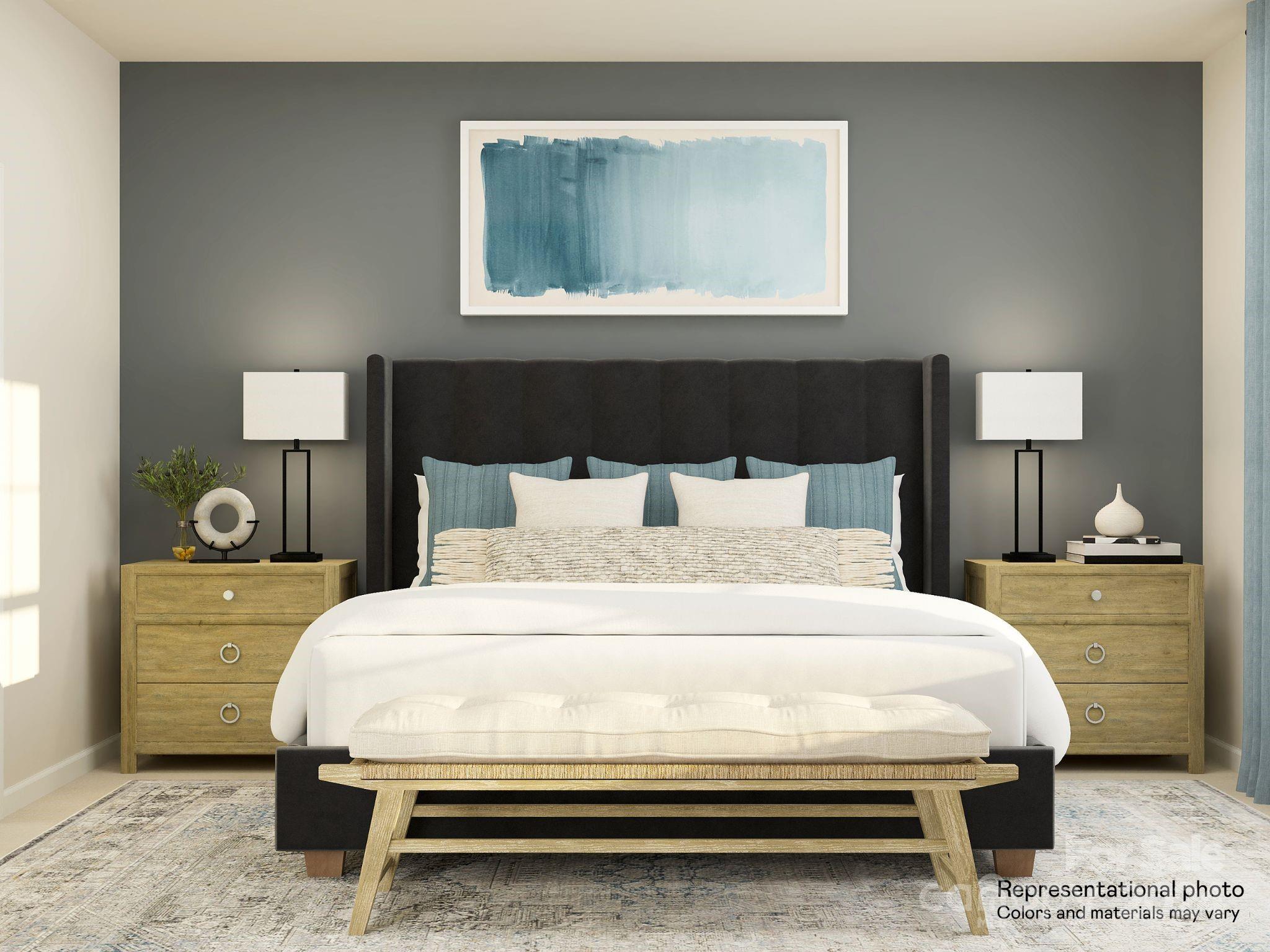 4463 Doyle Rdg Road Maiden, NC 28650 - Photo 6 of 13 a bedroom with a bed a lamp and a large mirror