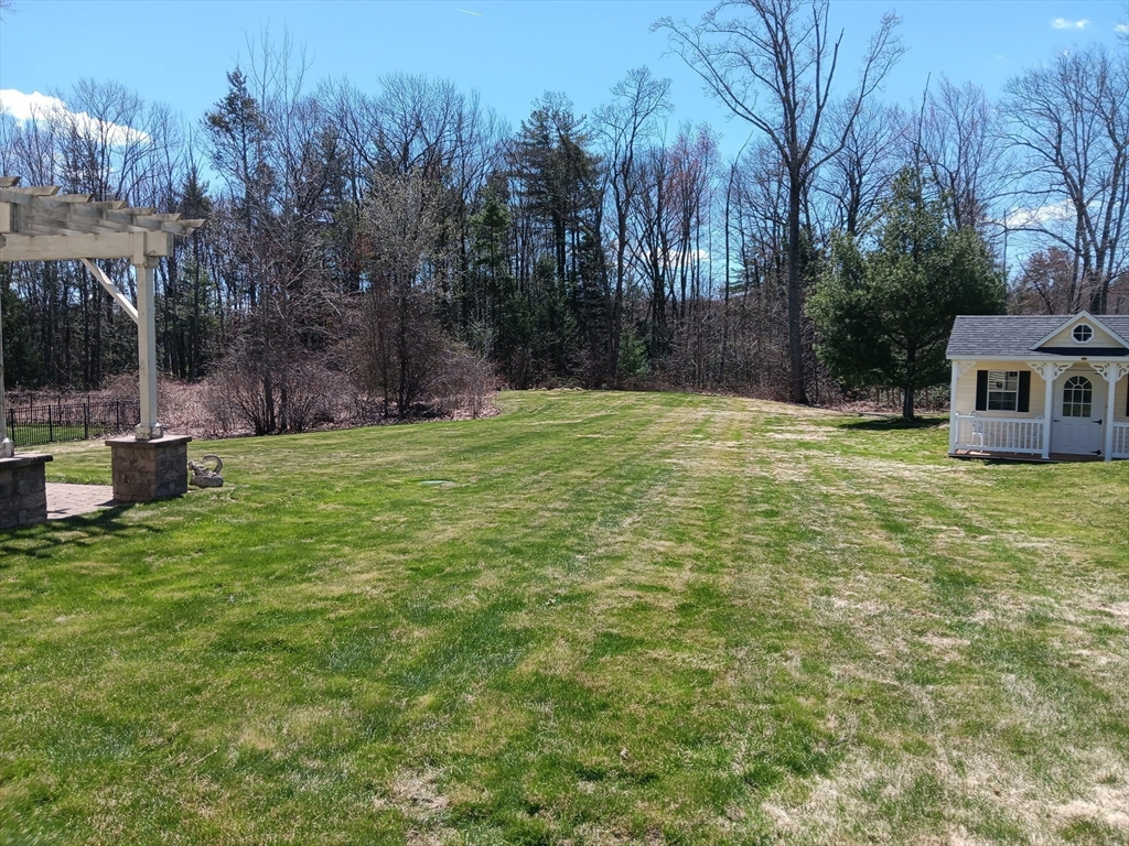 5 Gableview Lane Southwick, MA 01077 - Photo 7 of 31 a backyard of a house with lots of green space and fountain