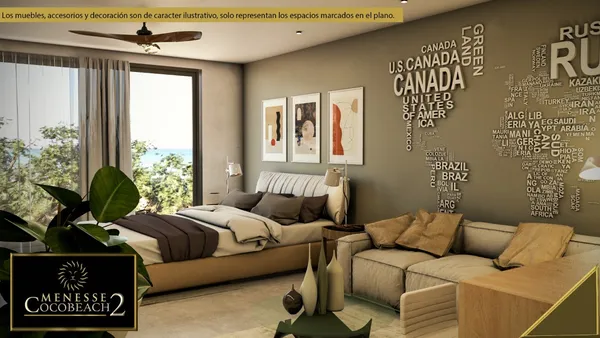 a bedroom with a bed couch and window