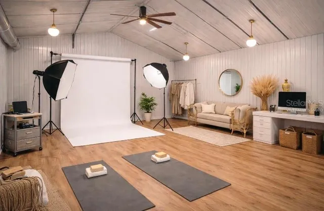 a view of a room with gym equipment