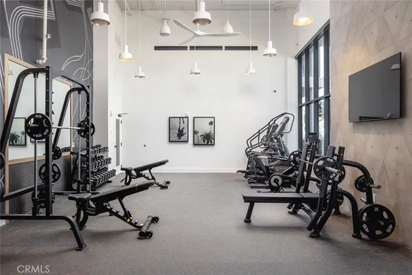 a view of a room with gym equipment