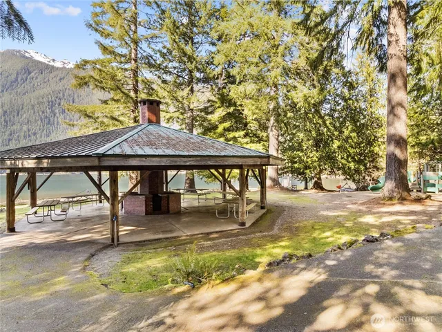 a view of a swimming pool with a patio