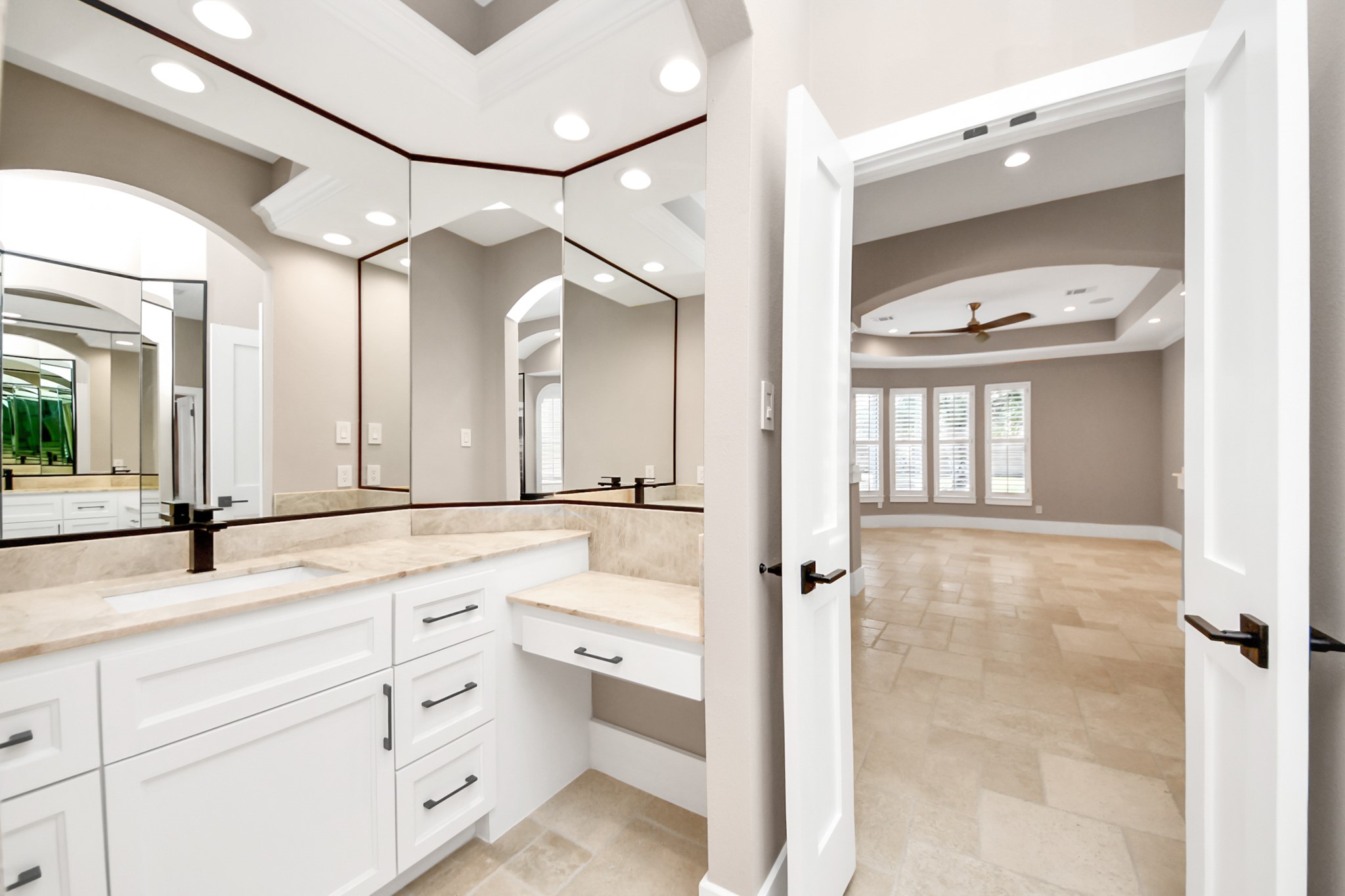 2211 Braer Ridge Drive Katy, TX 77494 - Photo 37 of 50 a bathroom with a sink a mirror and a shower