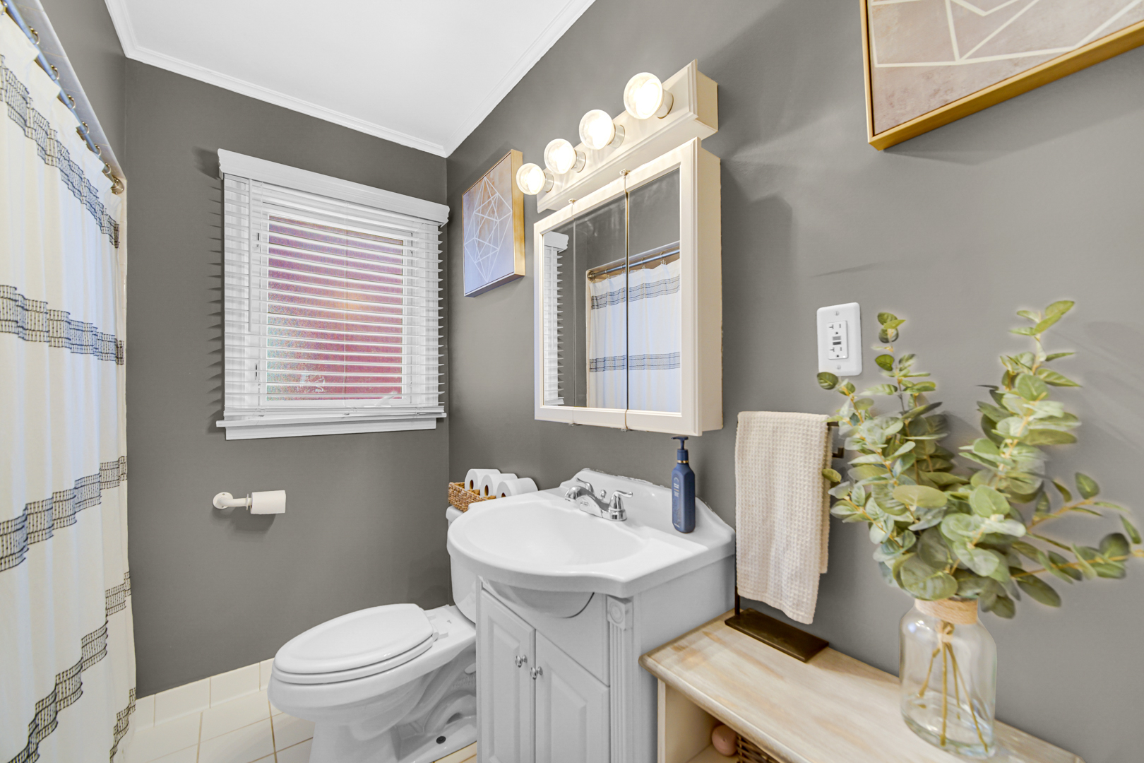 1634 Burr Oak Road Homewood, IL 60430 - Photo 12 of 36 a bathroom with a sink a toilet and a mirror