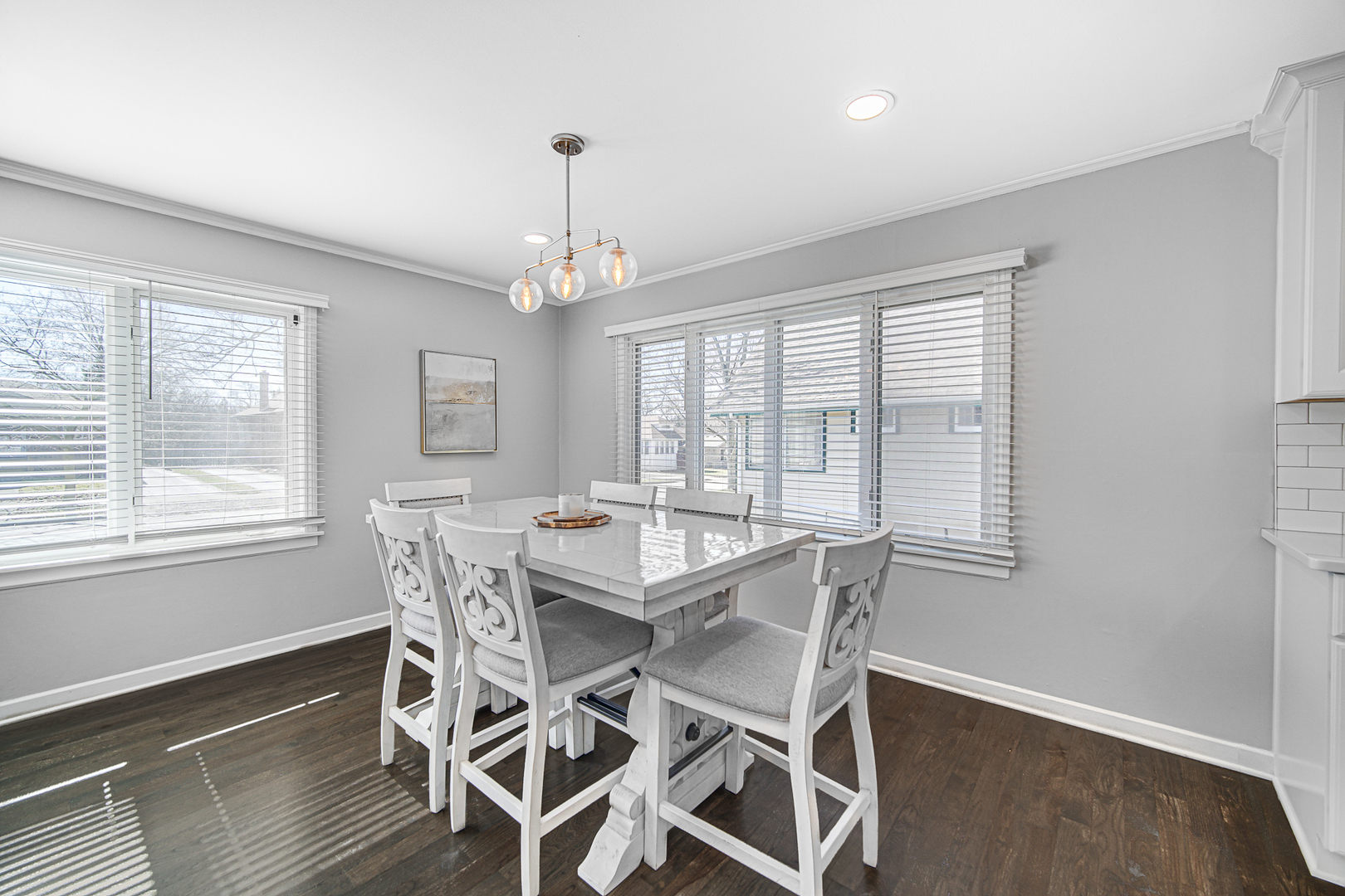1634 Burr Oak Road Homewood, IL 60430 - Photo 7 of 36 a view of a dining room with furniture wooden floor and chandelier