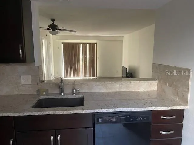 a view of a kitchen counter space