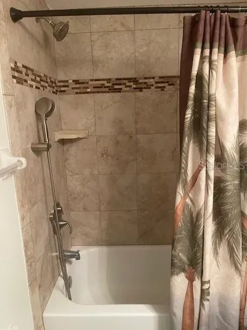a bathroom with a bathtub