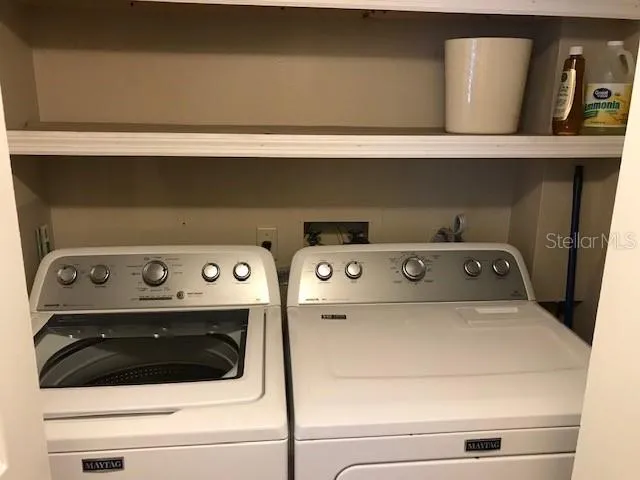 a close up view of washer and dryer
