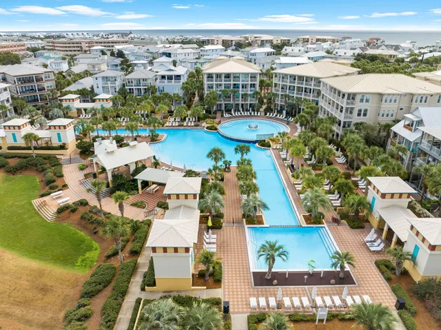 a view of a lake with a city