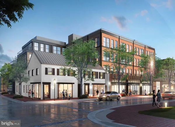 a front view of building with street view