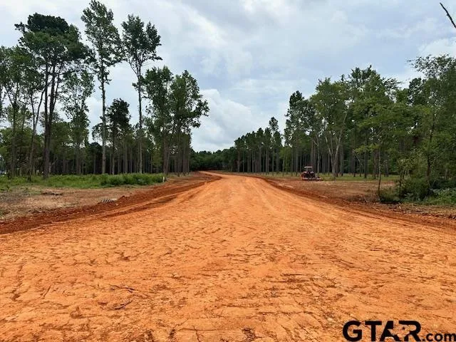 a swimming pool with trees in the background