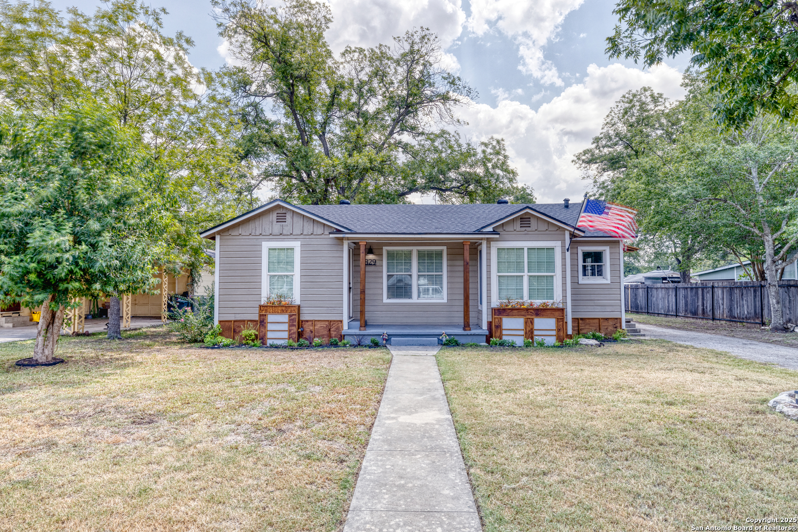 a view of a house with a patio