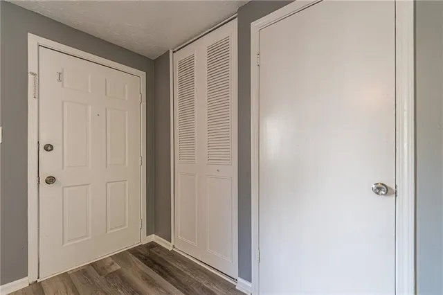 a view of a closet area with entryway