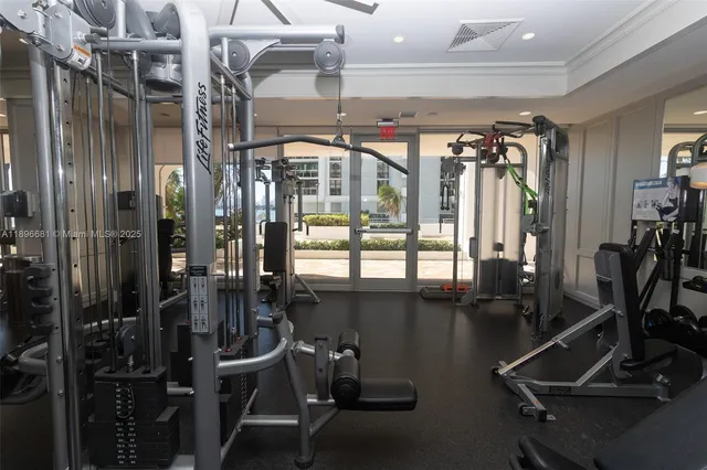 a view of a room with gym equipment